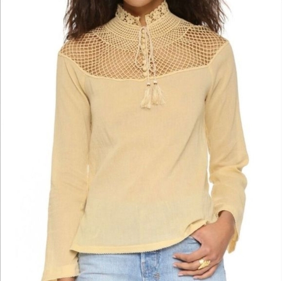 Free People Tops - NWT Free People On the Island Crochet Neckline Yoke Blouse